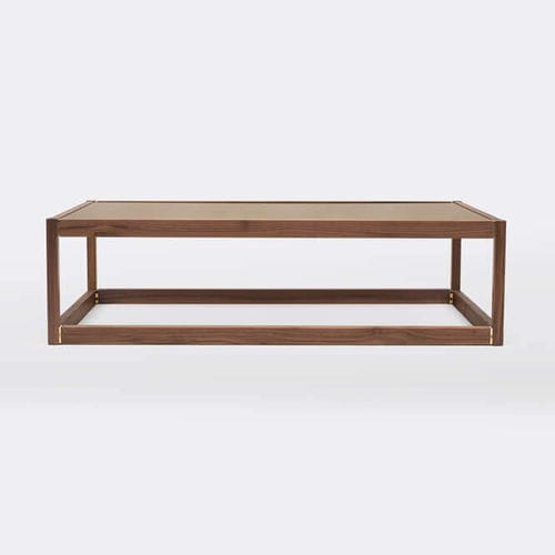 Tavolino basso contemporaneo - KIRK T83 - GHYCZY - in vetro / con supporto in quercia / rettangolare