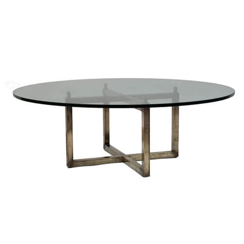Tavolino basso contemporaneo - LIAM T48/4 - GHYCZY - in vetro / con supporto in ottone / rotondo