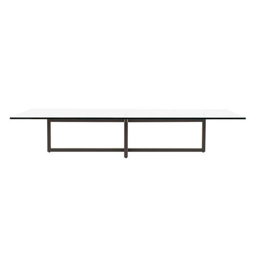 Tavolino basso contemporaneo - LIAMT 48/3 - GHYCZY - in vetro / con supporto in metallo / rettangolare