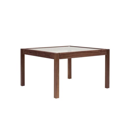 Tavolino basso contemporaneo - CHLOE T81 - GHYCZY - in vetro / con supporto in quercia / con supporto in noce