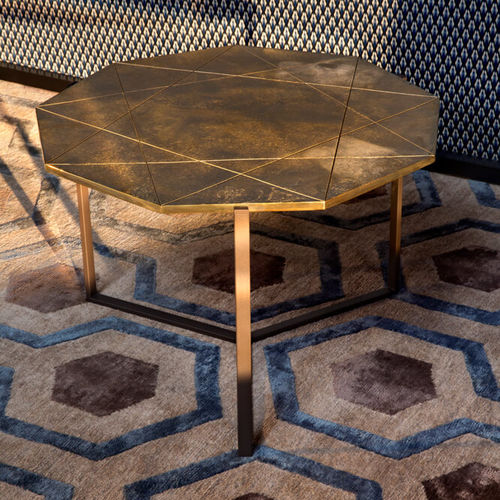Tavolino basso design minimalista - YVES T82L - GHYCZY - in ottone / con supporto in metallo / poligonale