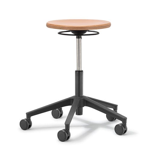 Sgabello operativo in tessuto - 141 - Stoll Giroflex - in legno compensato / in pelle / ergonomico