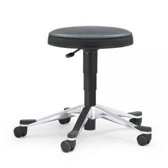 Sgabello operativo in pelle - 33 - Stoll Giroflex - regolabile / con rotelle / girevole