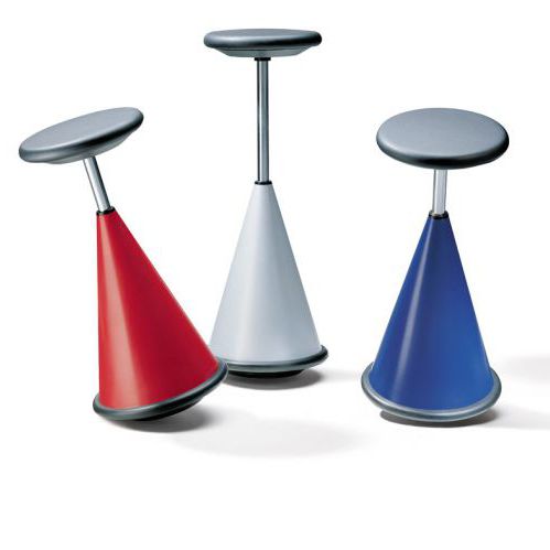 Sgabello operativo in pelle - 10 - Stoll Giroflex - girevole / reclinabile / rosso