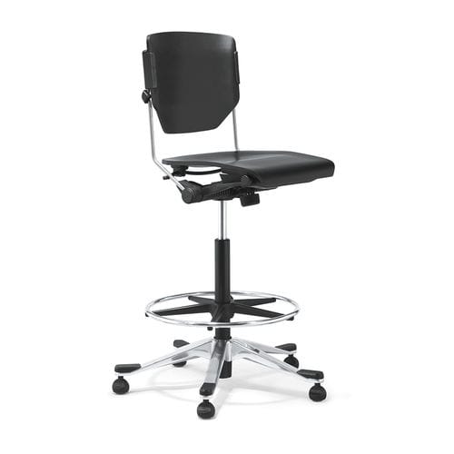 Sgabello operativo in pelle - 33 - Stoll Giroflex - regolabile / con rotelle / girevole