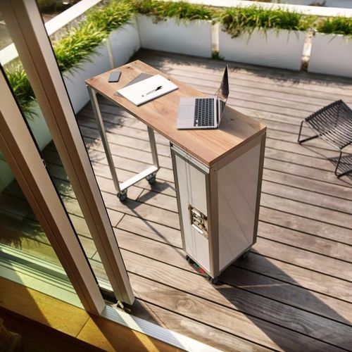 Tavolo alto contemporaneo - HIGHTABLE_BY JANUA_NATURAL - bordbar design GmbH - in rovere / con supporto in alluminio anodizzato / rettangolare
