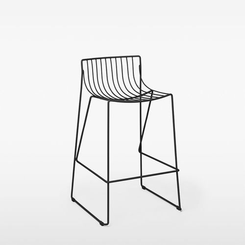 Sgabello da bar contemporaneo - TIO - Massproductions - con supporto in filo metallico / impilabile / a slitta