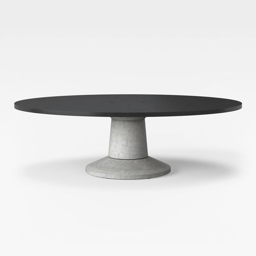 Tavolo contemporaneo - COLOSSUS - Massproductions - in laminato / con supporto in calcestruzzo / ovale
