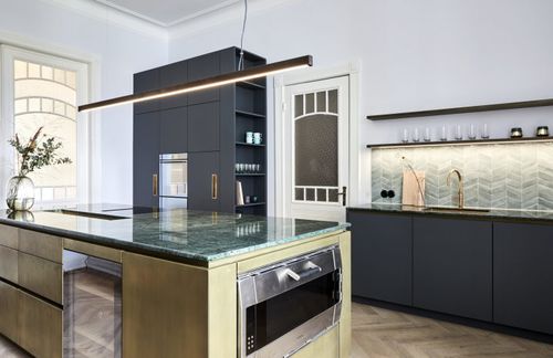 Cucina contemporanea - MJ  - MYKILOS - in pietra / in linoleum / con isola