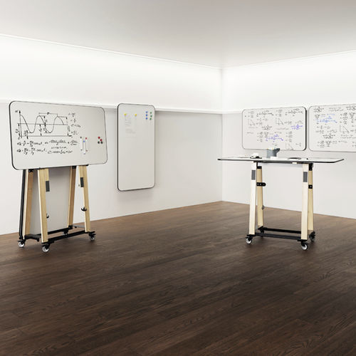 Tabellone magnetico - O-TBOARD150 - Adeco - bianco / da terra / integrato
