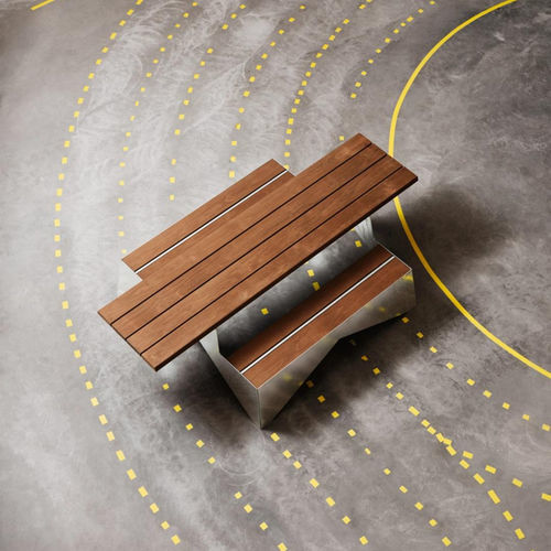 Tavolo da picnic contemporaneo - STOOP  - Vestre - in legno / con supporto in acciaio galvanizzato / rettangolare