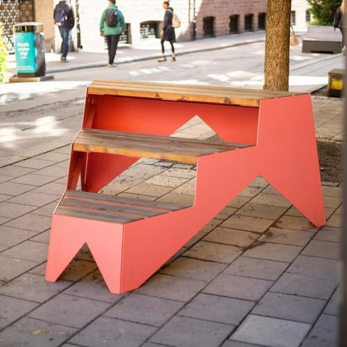 Panca per spazi pubblici contemporanea - STOOP  - Vestre - in acciaio galvanizzato / in legno / senza schienale