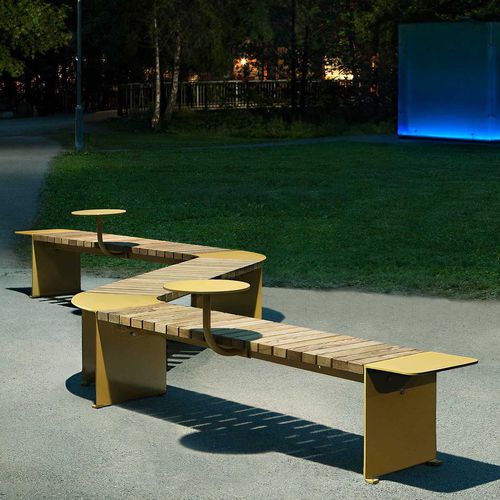 Panca per spazi pubblici contemporanea - VROOM - Vestre - in legno / in acciaio galvanizzato / in corten