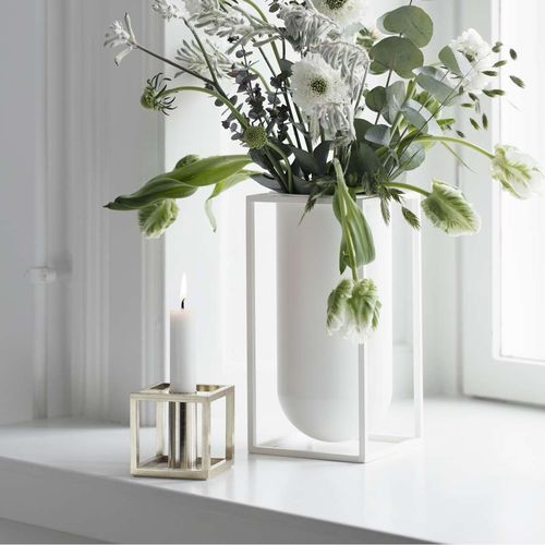 Vaso contemporaneo - KUBUS : LOLO - by Lassen - in metallo / bianco / nero