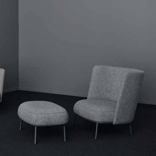Poltrona visitatore contemporanea - SHIFT - OFFECCT - in tessuto / con poggiapiedi / grigia