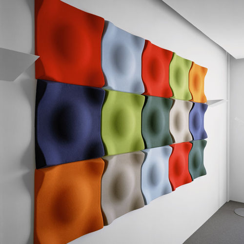 Pannello acustico a muro - SOUNDWAVE® SWELL - OFFECCT - in fibra di poliestere / quadrato / 3D