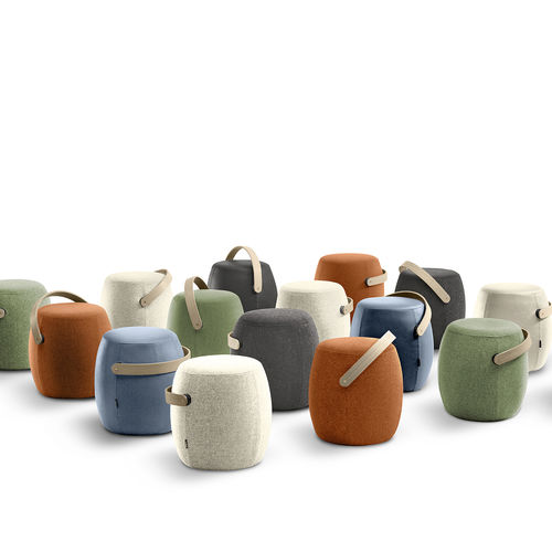 Sgabello contemporaneo - CARRY ON - OFFECCT - in pelle / con supporto in legno / con base centrale