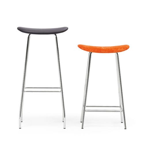 Sgabello da bar contemporaneo - CORNFLAKE - OFFECCT - in pelle / con supporto in metallo cromato / imbottito