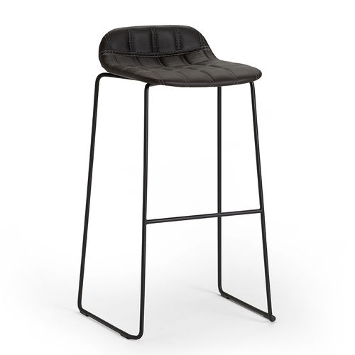 Sgabello da bar contemporaneo - BOP - OFFECCT - in pelle / con supporto in legno / con supporto in metallo cromato