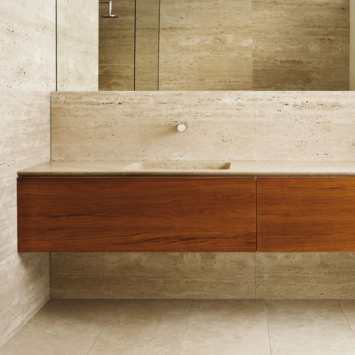 Mobile lavabo sospeso - LE CAVE - Vaselli Marmi - in pietra naturale / in legno / contemporaneo