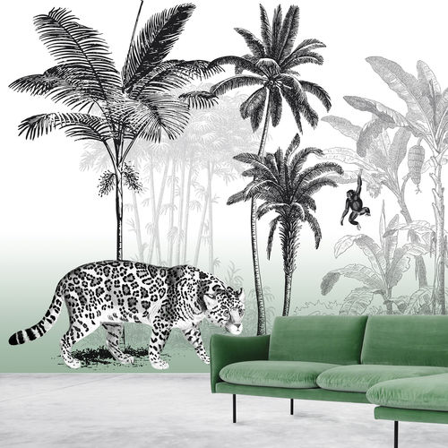 Carta da parati contemporanea - UN JAGUAR DANS LE SALON - Arta WallDeco - con motivi naturali / panoramica / con animali