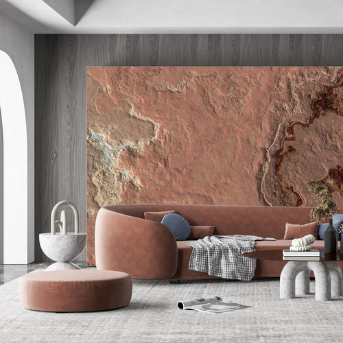 Carta da parati contemporanea - Terracotta minéral - Arta WallDeco - con motivi naturali / panoramica / a effetto dimensionale