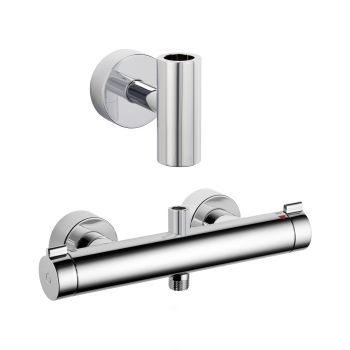 Miscelatore doppio comando per doccia - 26.005.330.000 - KWC AG - da parete / termostatico / in metallo cromato