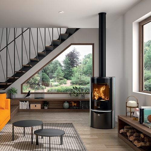 Stufa a legna - EGUZKI - DEVILLE - 6 kW / da appoggio / contemporanea