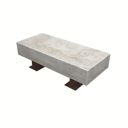 Panca per spazi pubblici contemporanea - BAUHAUS POLTRONA - Arredo di Pietra srl - in acciaio / in travertino / senza schienale