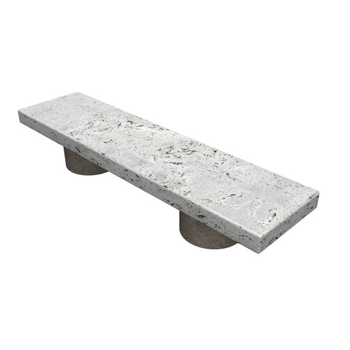 Panca per spazi pubblici contemporanea - basic rOund - Arredo di Pietra srl - in travertino / senza schienale / senza braccioli