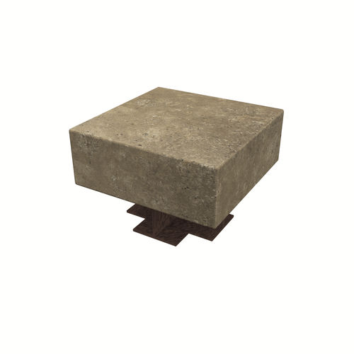Sgabello contemporaneo - BAUHAUS  - Arredo di Pietra srl - in travertino / con supporto in acciaio / con base centrale