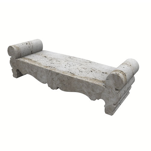 Panca per spazi pubblici classica - SEICENTO - Arredo di Pietra srl - in travertino / senza schienale / con braccioli