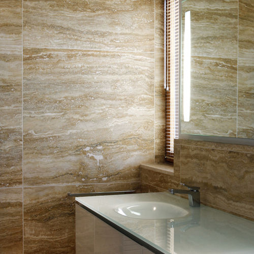 Lastra in pietra naturale in travertino - MODULO - Arredo di Pietra srl - per muro / per interni / levigata