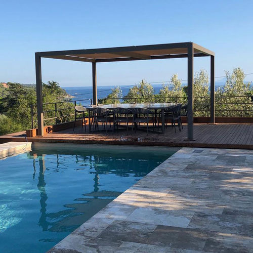Piscina rettangolare - Arredo di Pietra srl - da esterno / interrata / in travertino