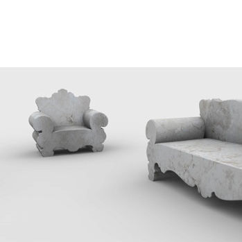 Poltrona classica - seicento - Arredo di Pietra srl - in travertino / in travertino / grigia