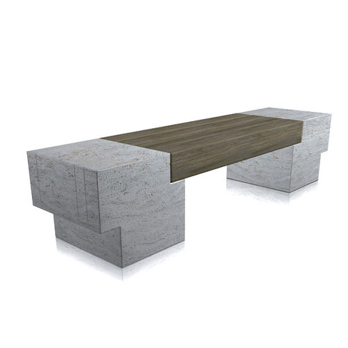 Panca per spazi pubblici contemporanea - dentata - Arredo di Pietra srl - in legno / in travertino / senza schienale