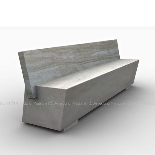 Panca per spazi pubblici contemporanea - Zak - Arredo di Pietra srl - in travertino / con schienale / senza braccioli