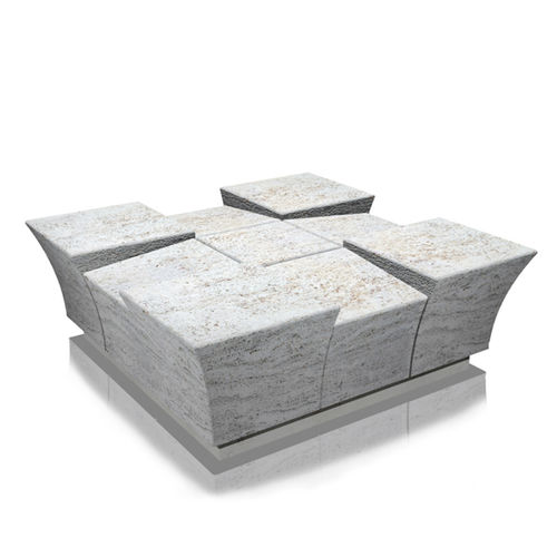 Panca per spazi pubblici contemporanea - dama - Arredo di Pietra srl - in travertino / senza schienale / senza braccioli