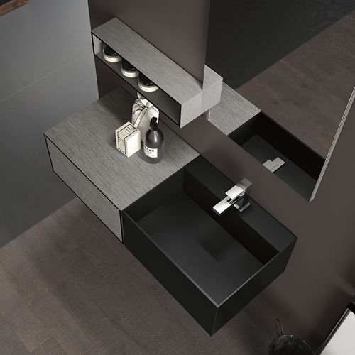 Lavabo sospeso - CUBIK_03 - GB GROUP S.R.L. - in composito / con scaffale integrato / rettangolare