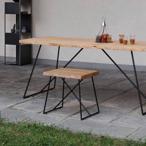 Sgabello contemporaneo - OLD TIMES - ZEUS - in legno massiccio / con supporto in rame / a slitta