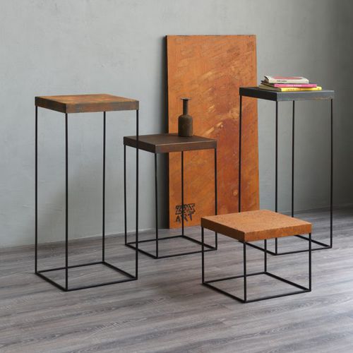 Tavolo d'appoggio design minimalista - SLIM UP - ZEUS - in vetro / in lamiera d'acciaio / con supporto in rame