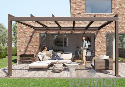 Pergola addossata - TERRAZZA PURE - Weinor - in vetro / con copertura in tela / con copertura in vetro