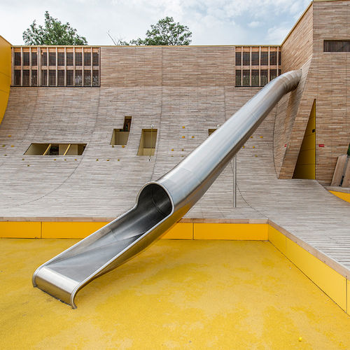 Scivolo girevole - PARC BLANDAN LYON - atlantics GmbH - per parco giochi / in acciaio inossidabile / tubolare