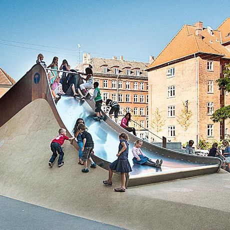 Scivolo dritto - GULDBERG SKOLEN COPENHAGEN - atlantics GmbH - per parco giochi / in acciaio inossidabile / multiplo