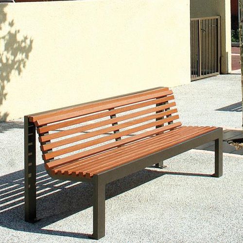 Panca per spazi pubblici contemporanea - CINÉO  - univers & cité | mobilier urbain - in legno / in acciaio / con schienale