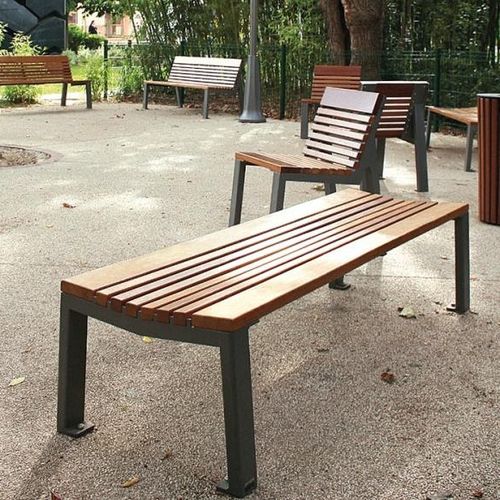 Panca per spazi pubblici contemporanea - NUANCE  - univers & cité | mobilier urbain - in legno / in acciaio / senza schienale
