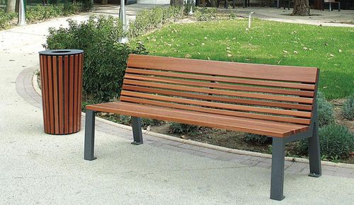 Panca per spazi pubblici contemporanea - NUANCE - univers & cité | mobilier urbain - in legno / in acciaio / con schienale