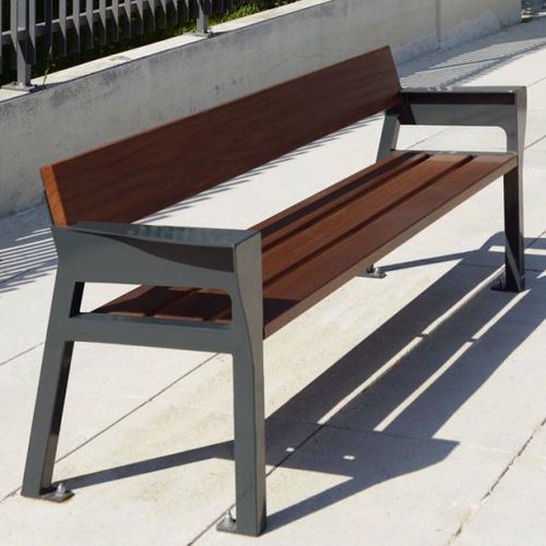 Panca per spazi pubblici contemporanea - LINK - univers & cité | mobilier urbain - in legno / in acciaio / con schienale