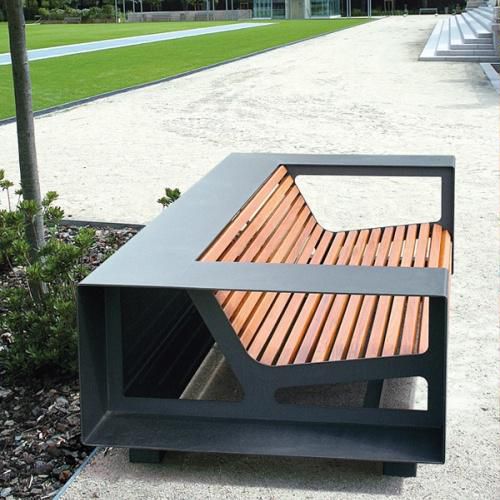 Divano contemporaneo - NÉO  - univers & cité | mobilier urbain - da esterno / in legno / con braccioli