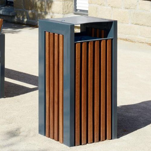 Portarifiuti pubblico - CINÉO  - univers & cité | mobilier urbain - in acciaio / con portacenere integrato / con coperchio